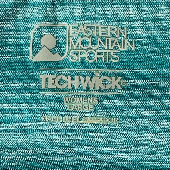 Eastern Mountain Sports Techwick Shirt Size Large Aqua Green Short Sleeve Sporty - Picture 12 of 14